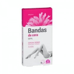 Bandes de cire pour jambes spéciales Deliplus pour peaux sensibles Paquet de 20 unités.