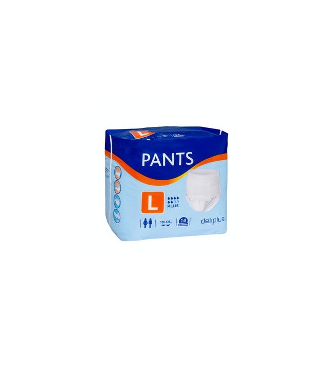 Culottes couches adultes taille L Deliplus Pants Plus Paquet 14 unités