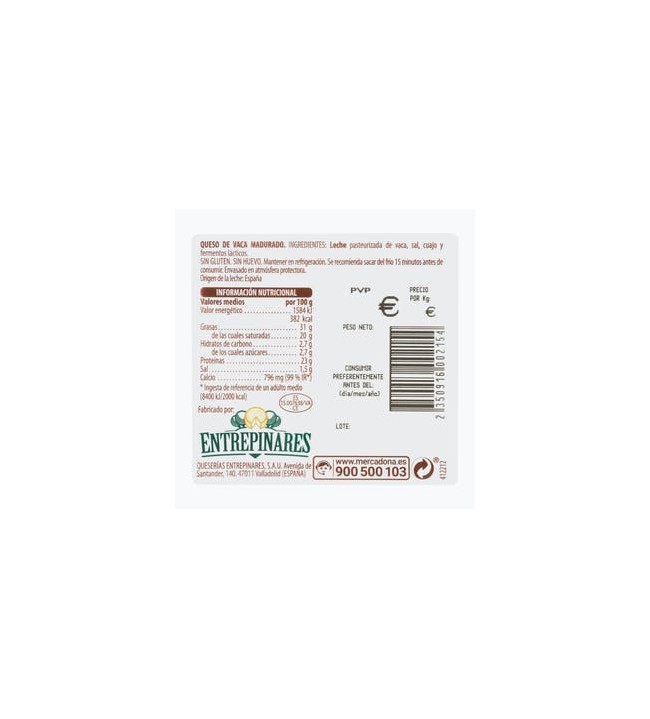 Fromage tendre de vache Hacendado...