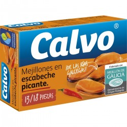 Calvo Moules marinées épicées des estuaires galiciens 13-18 pièces 115gr