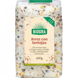BIOGRA Riz long bio aux lentilles vertes, jaunes et rouges barquette 500 g