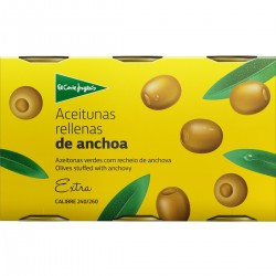 EL CORTE INGLES Olives farcies aux anchois paquet de 3 150 g net égoutté