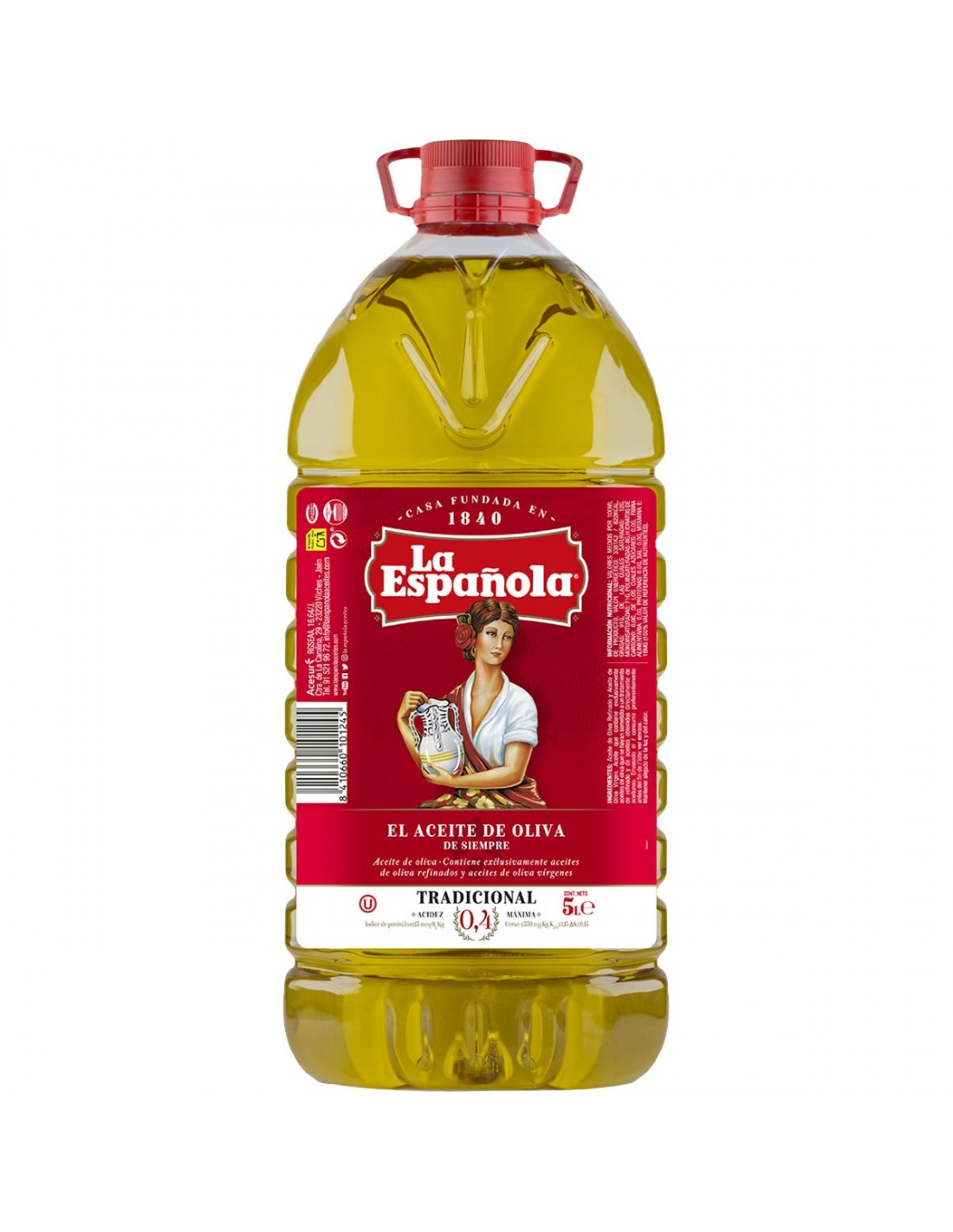 LA ESPAÑOLA Huile d'olive douce 0,4º Carafe de 5 litres