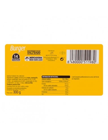 Hacendado Burger tranches de fromage...