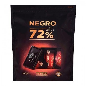 Tablettes de chocolat extrafin chocolat noir Hacendado 72% cacao Emballage 200 g