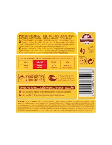 Baume à lèvres FPS 15 Deliplus