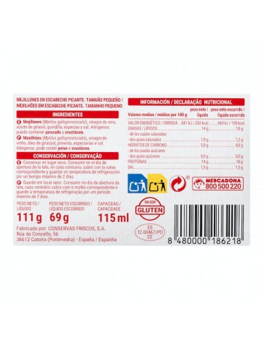 Moules marinées épicées Hacendado...