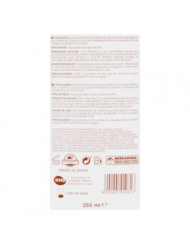 Tonique facial à la vitamine C et à...