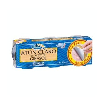 Thon pâle à l'huile de tournesol Hacendado 3 boîtes de 60 g