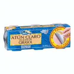 Thon pâle à l'huile de tournesol Hacendado 3 boîtes de 60 g