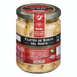 Filets de thon blanc du Nord à l'huile d'olive Hacendado Pot de 400 g (280 g égoutté)
