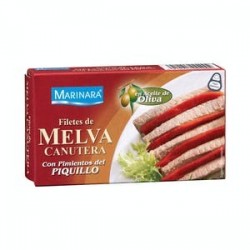 Filets de canutera melva aux poivrons piquillos Marinara à l'huile d'olive Boîte de 90 g (65 g égouttés)