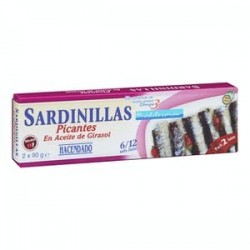 Sardines épicées Hacendado à l'huile de tournesol 6-12 unités. 2 boîtes de 65 g
