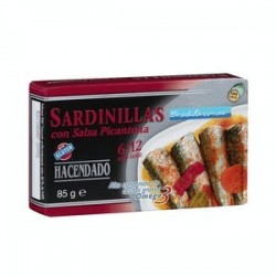 Sardines épicées Hacendado 6-12 unités. Boîte de 85 g (62 g égoutté)